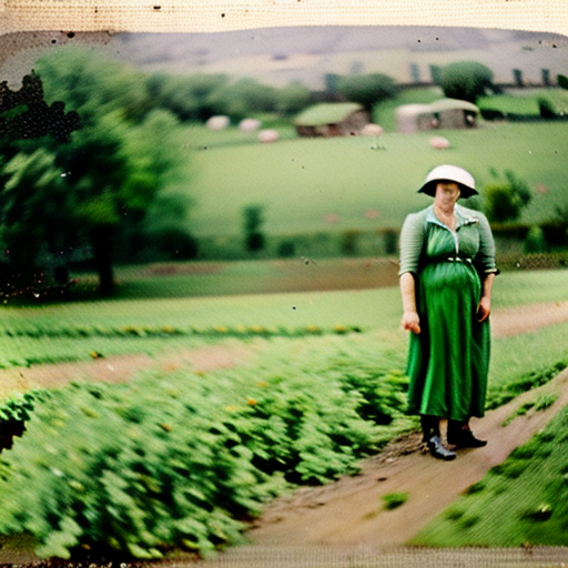 Mid 30s woman green dress distressed phtograph