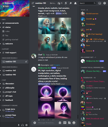 Midjourney being used through Discord