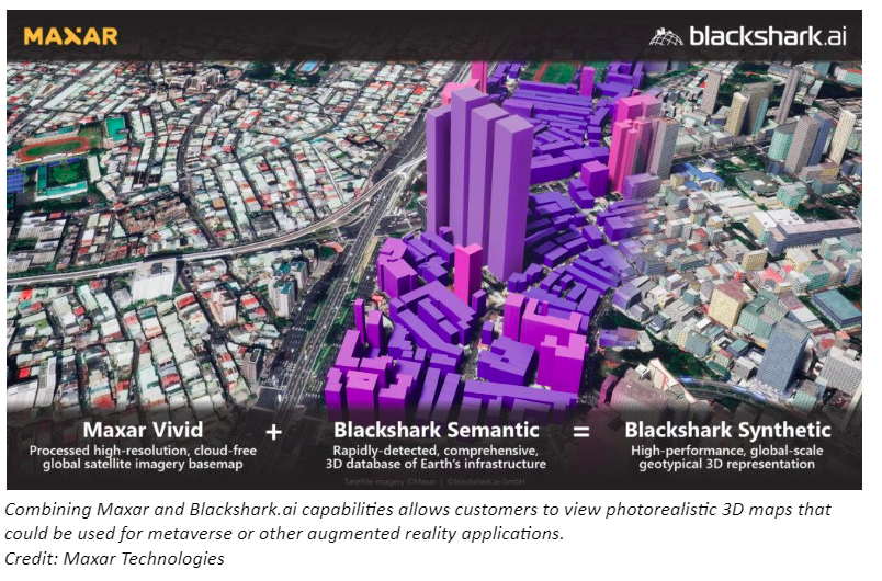 Combining Maxar and Blackshark.ai capabilities allows customers to view photorealistic 3D maps that could be used for metaverse or other augmented reality applications. Credit: Maxar Technologies 